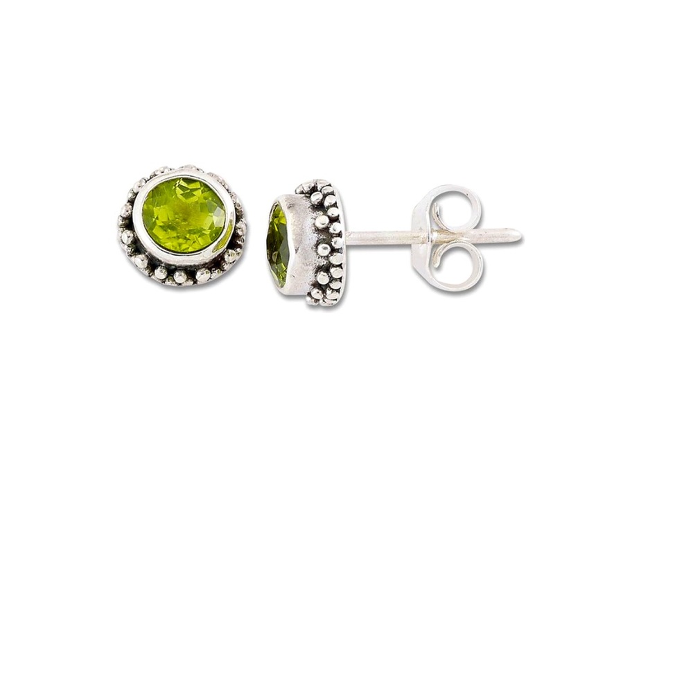NEW Samuel B Sterling silver peridot “Study Stone” beaded stud earrings
